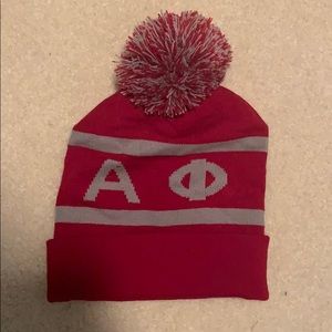 Alpha phi pom hat red and gray